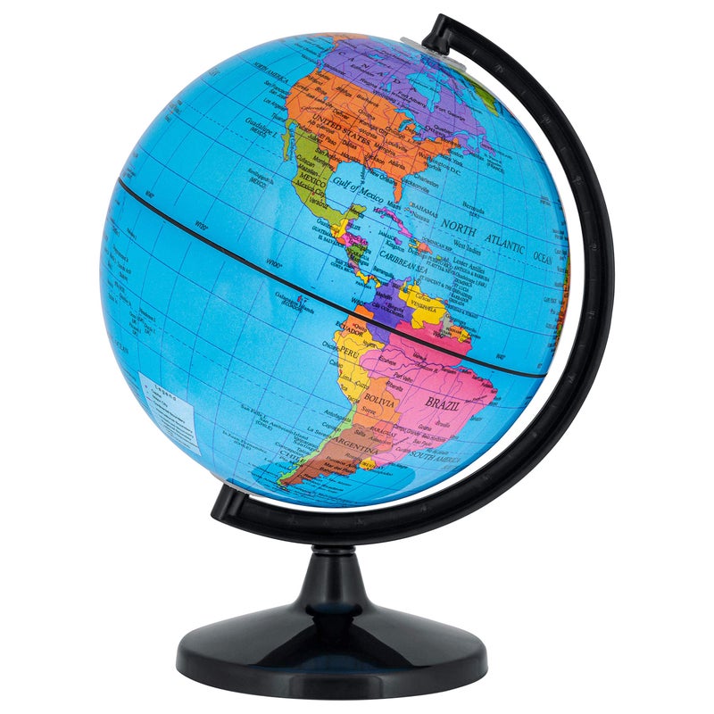 TCP Global 6" Blue Ocean World Globe with Black Base - Compact Mini Political Globe, Vertical Axis Rotation - Fun, Educational, Learn Earth Geography - School, Home Office, Shelf Desktop Display - Image 1